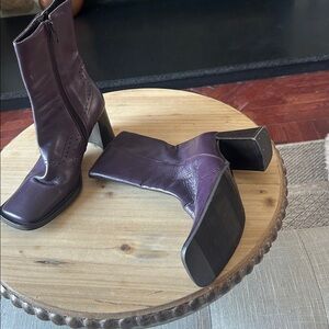 Bronx Vintage Eggplant Purple Soft Leather Ankle Boots Size 36